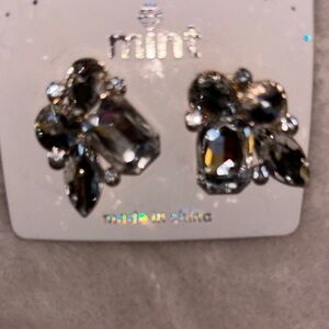 Mint Gray Crystal Cluster Drop Studs
